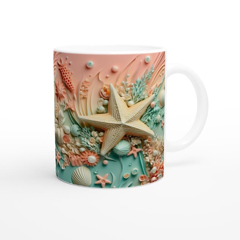 Mercanlar Arasında Deniz Yıldızı Temalı Baskılı Kupa Bardak - 3