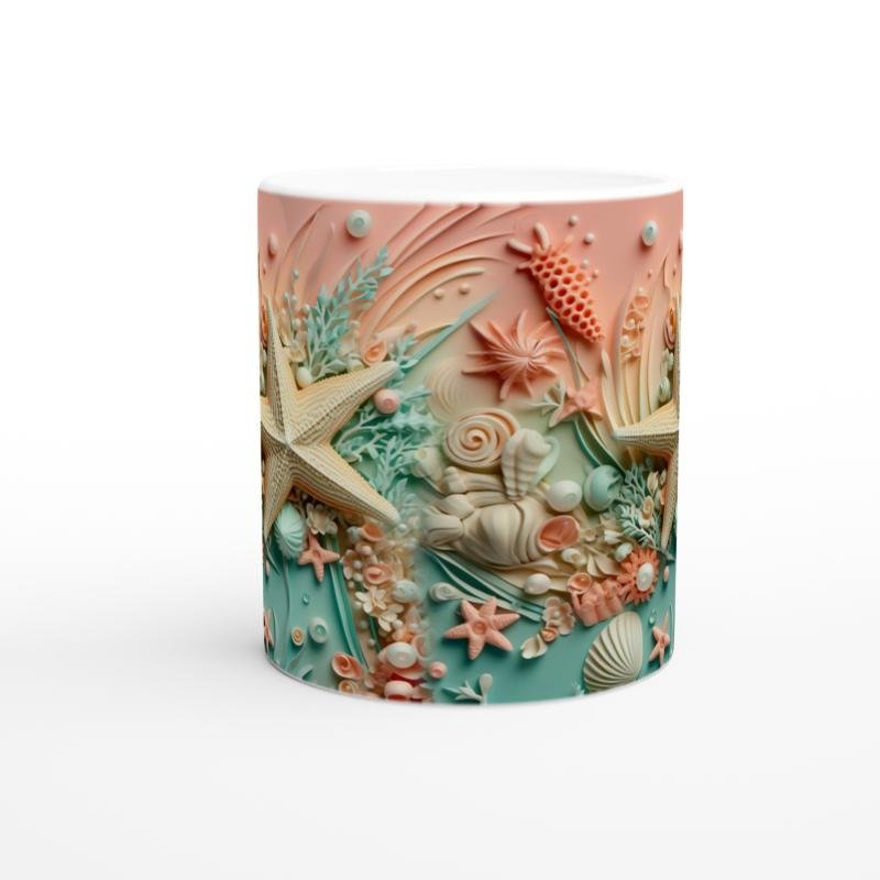 Mercanlar Arasında Deniz Yıldızı Temalı Baskılı Kupa Bardak