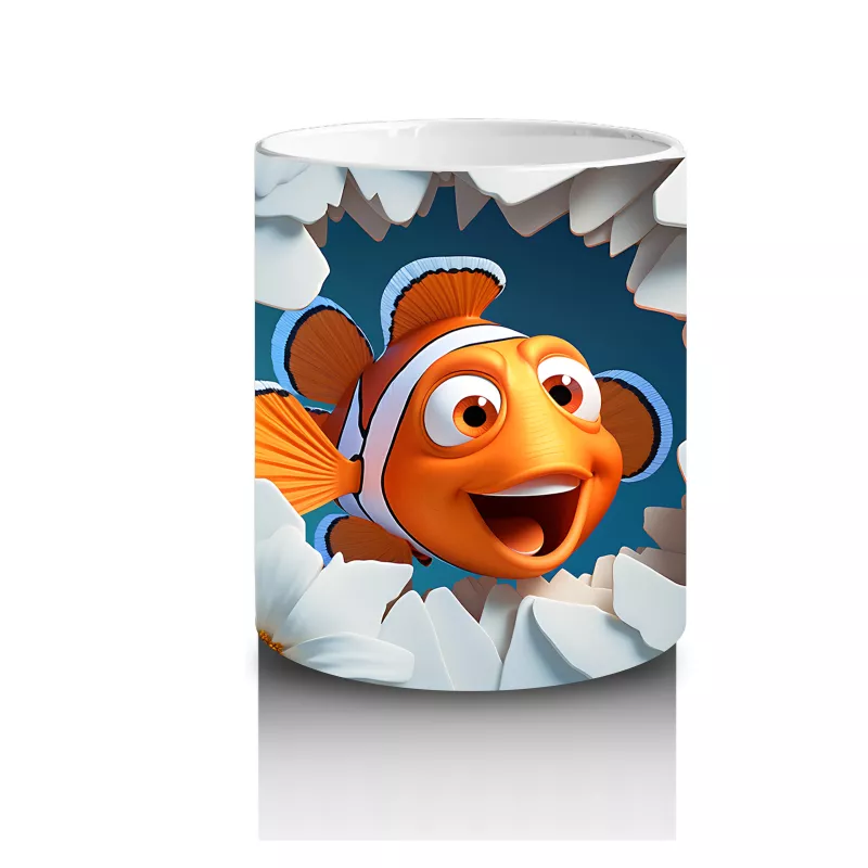 Mercanlar Arasında Neşeyle Yüzen Palyaço Balığı – Baskılı Kahve Kupası - 3