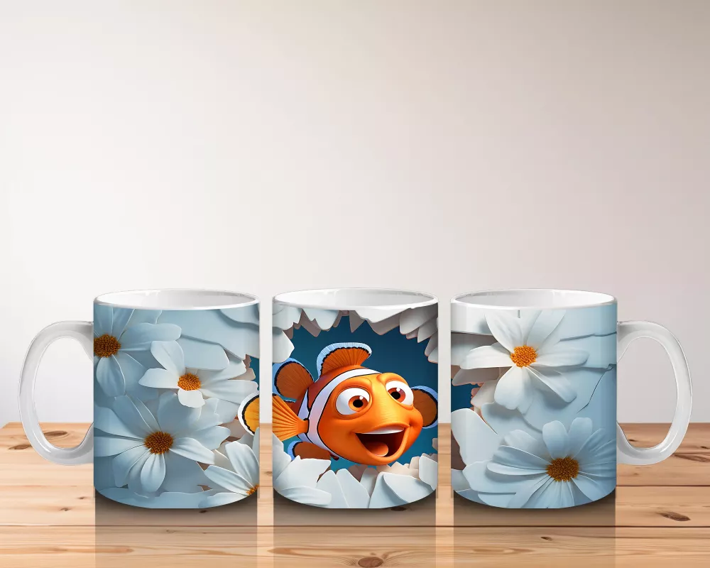 Mercanlar Arasında Neşeyle Yüzen Palyaço Balığı – Baskılı Kahve Kupası - 5