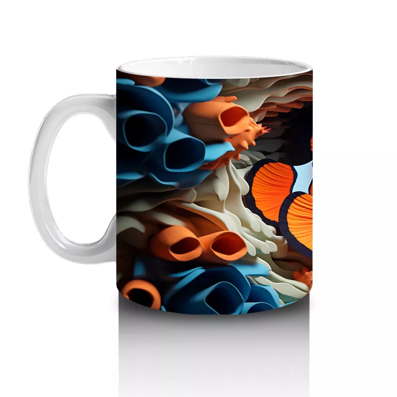 Mercanlar Arasında Yüzen Neşeli Palyaço Balığı – Baskılı Kahve Kupası - 2