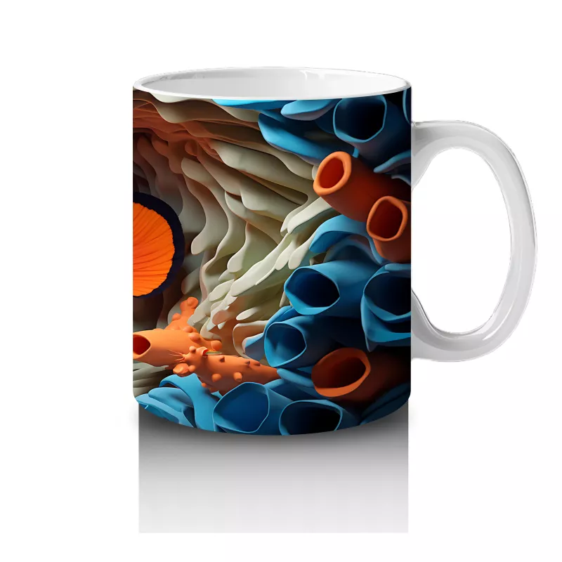 Mercanlar Arasında Yüzen Neşeli Palyaço Balığı – Baskılı Kahve Kupası - 4