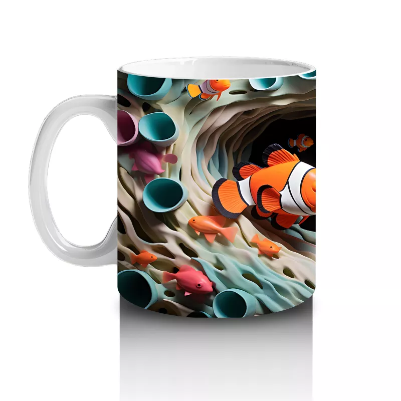 Mercanlar Arasında Yüzen Palyaço Balığı – Baskılı Kahve Kupası - 2