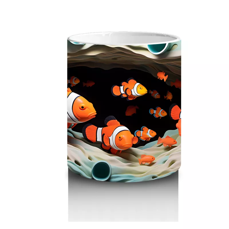 Mercanlar Arasında Yüzen Palyaço Balığı – Baskılı Kahve Kupası - 3