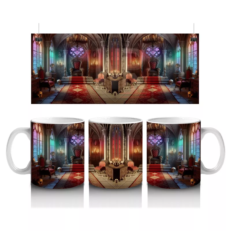 Minimal Tarzda Cadı Şapkası ve Mum Işığı Figürlü Cadılar Bayramı Baskılı Kupa