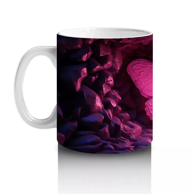 Mor Işıklarla Aydınlatılmış Pembe Kelebek – Baskılı Kahve Kupası - 2