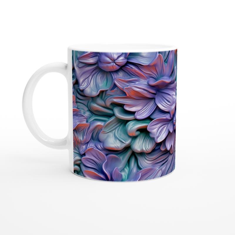 Mor Işıltı Çiçek Desenli Kupa Bardak