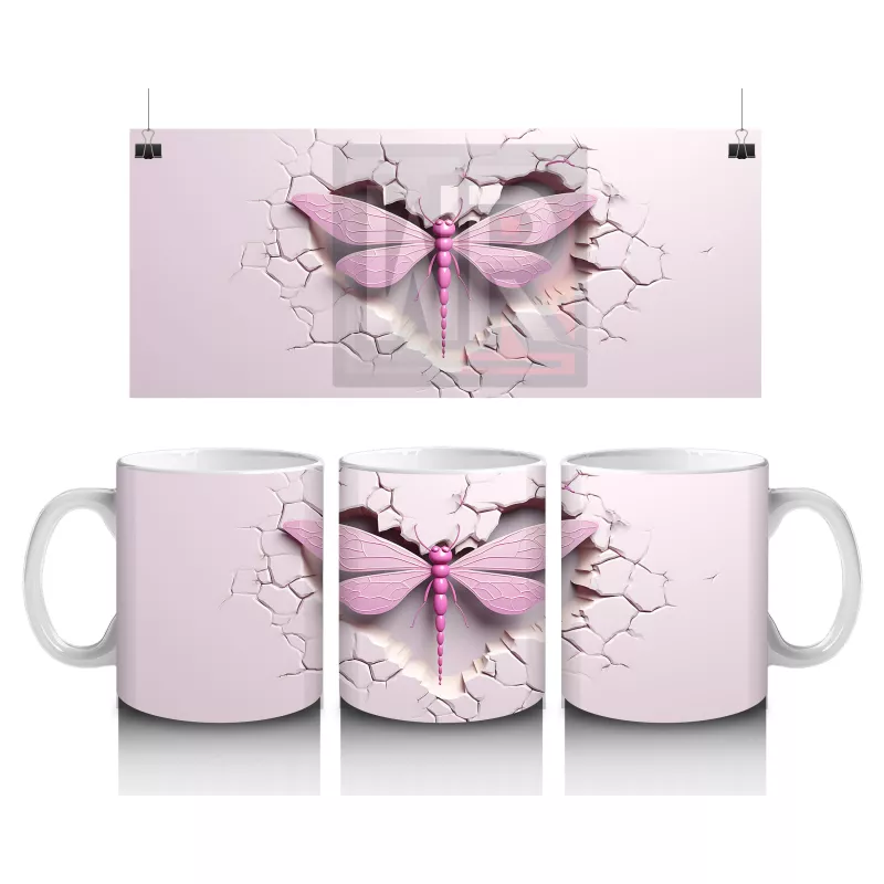 Mor Işıltılarla Süslenmiş Yusufçuk – Baskılı Kahve Kupası