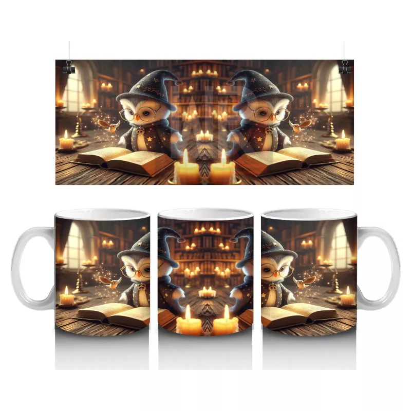 Mum Işığı ve Büyü Kitaplarıyla Gotik Cadı Masası Temalı Cadılar Bayramı Baskılı Kupa Bardak