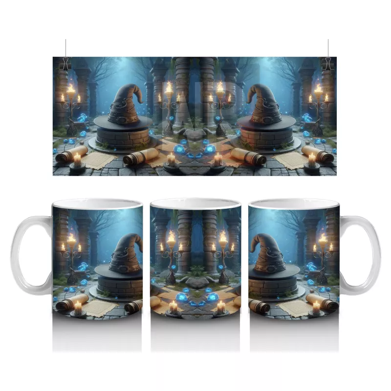 Mum Işığında Büyü Yapan Gotik Cadı Temalı Baskılı Kupa Bardak