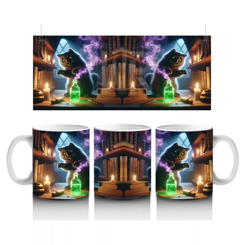 Neon Ağaçlar ve Renkli Hayalet Figürleriyle Eğlenceli Cadılar Bayramı Baskılı Kupa Bardak