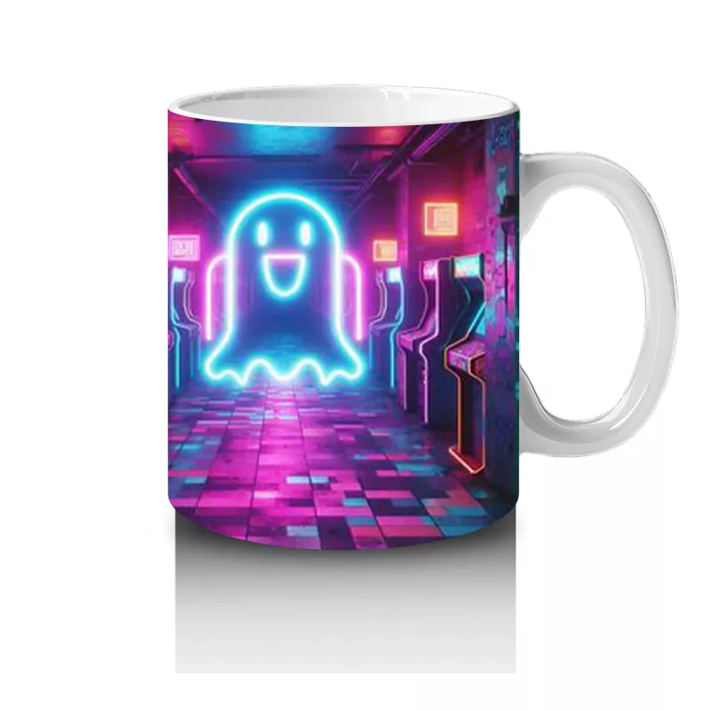 Neon Işıklı Gotik Şato Girişi Figürlü Renkli Cadılar Bayramı Baskılı Kupa Bardak - 4