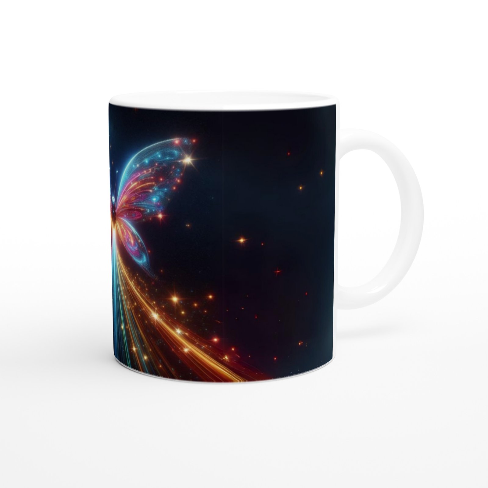 Neon Işıklı Uzay Kelebeği Baskılı Kupa Bardak - 3