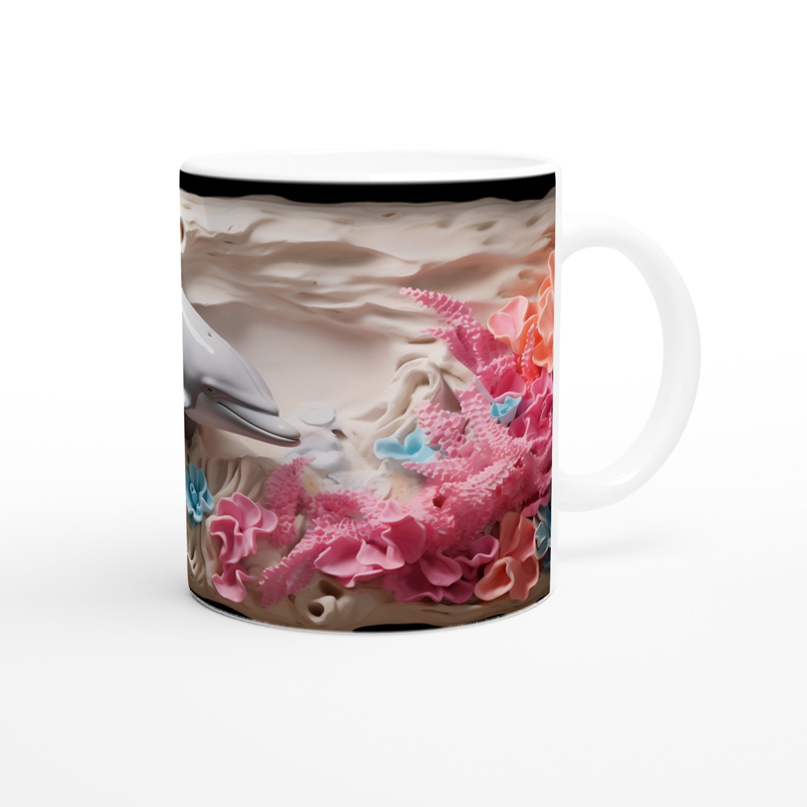 Neon Mercanlar ve Sevimli Yunus Temalı Su Altı Kupa Bardak - 3