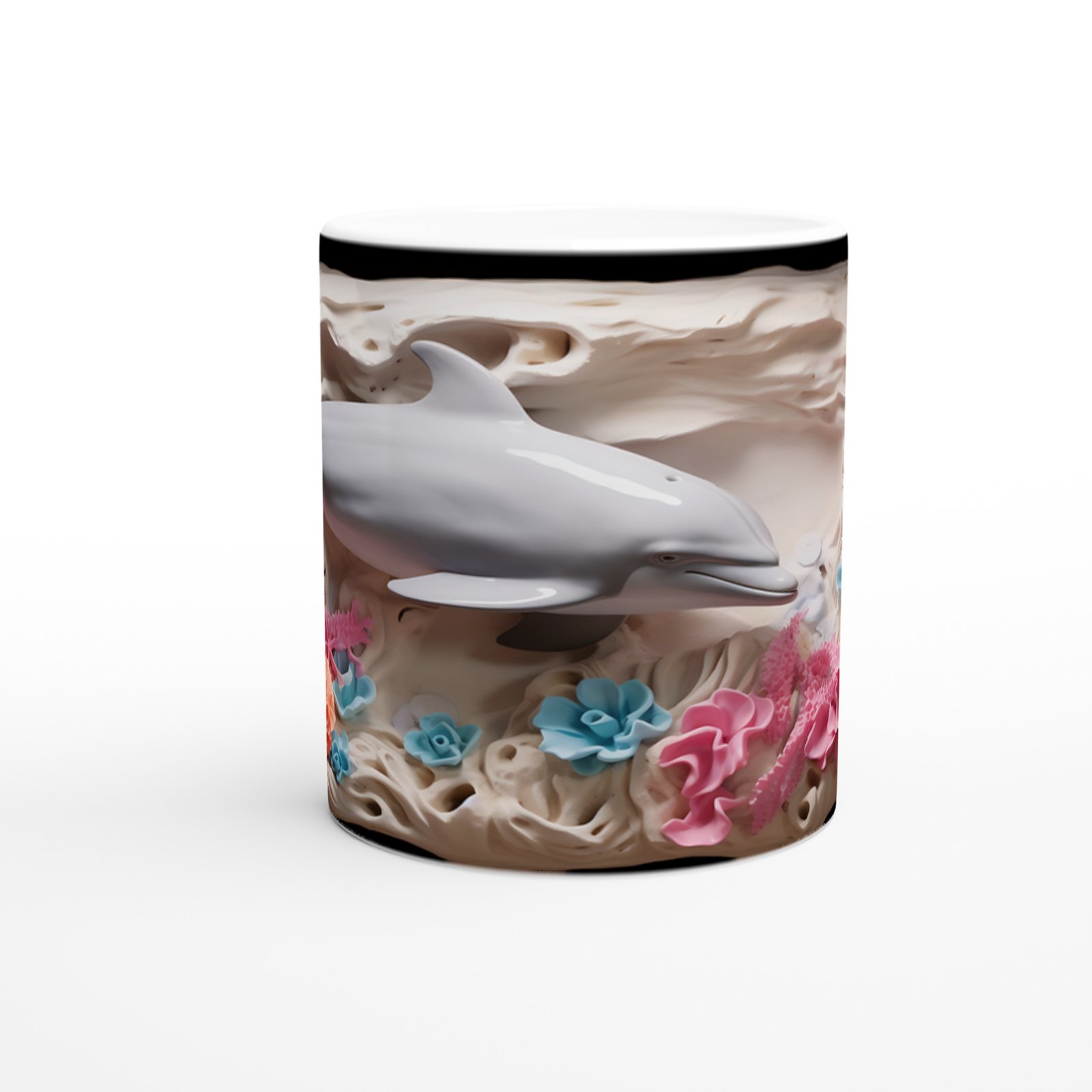 Neon Mercanlar ve Sevimli Yunus Temalı Su Altı Kupa Bardak