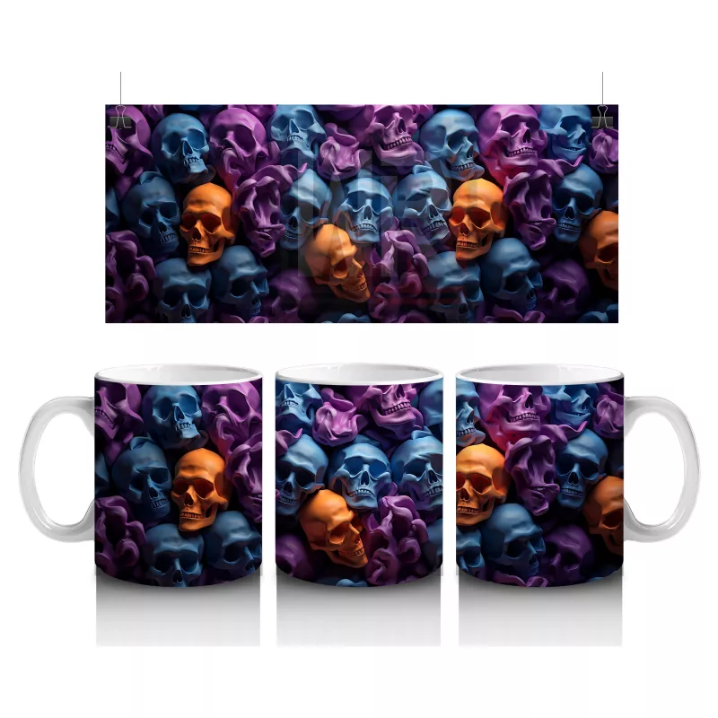 Neon Renkler Arasında Kafatası Ordusu – Hediyelik Kahve Kupası