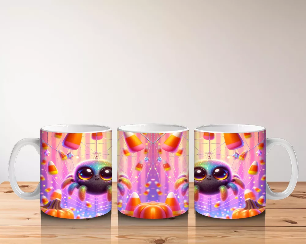 Neon Renkli Sevimli Canavarlar Figürlü Tatlı Cadılar Bayramı Baskılı Kupa Bardak - 5