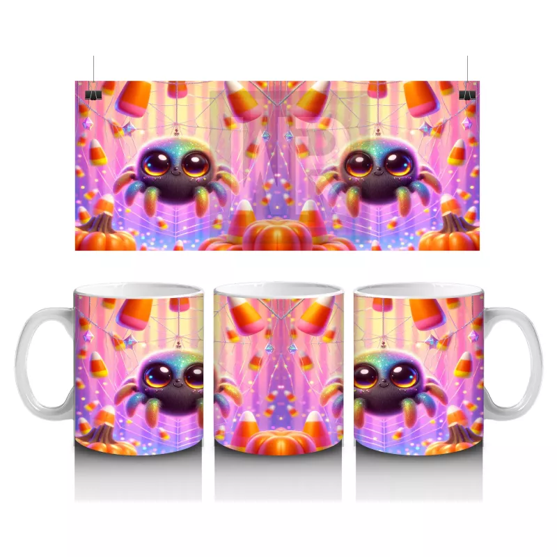 Neon Renkli Sevimli Canavarlar Figürlü Tatlı Cadılar Bayramı Baskılı Kupa Bardak