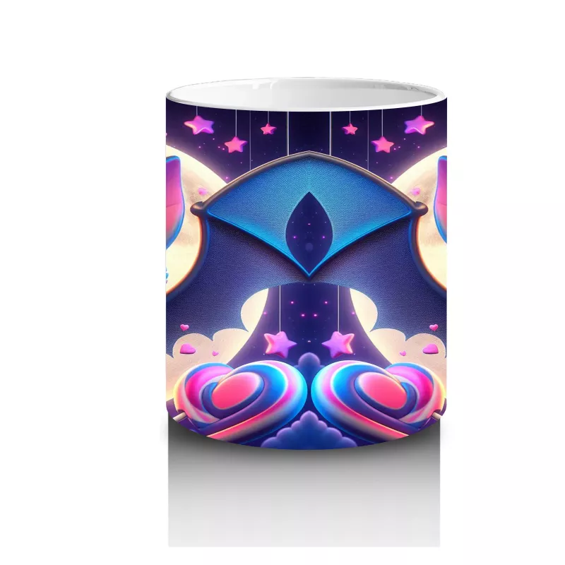 Neon Renkli Şeytan Maskesi Figürlü Korku Temalı Baskılı Kupa Bardak - 3