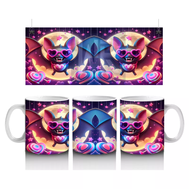 Neon Renkli Şeytan Maskesi Figürlü Korku Temalı Baskılı Kupa Bardak