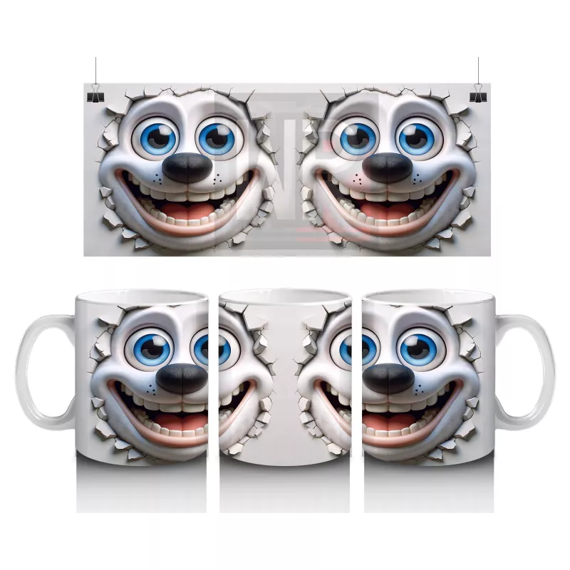 Neşeyle Bakan Sevimli Karakter Suratları – Baskılı Kahve Kupası