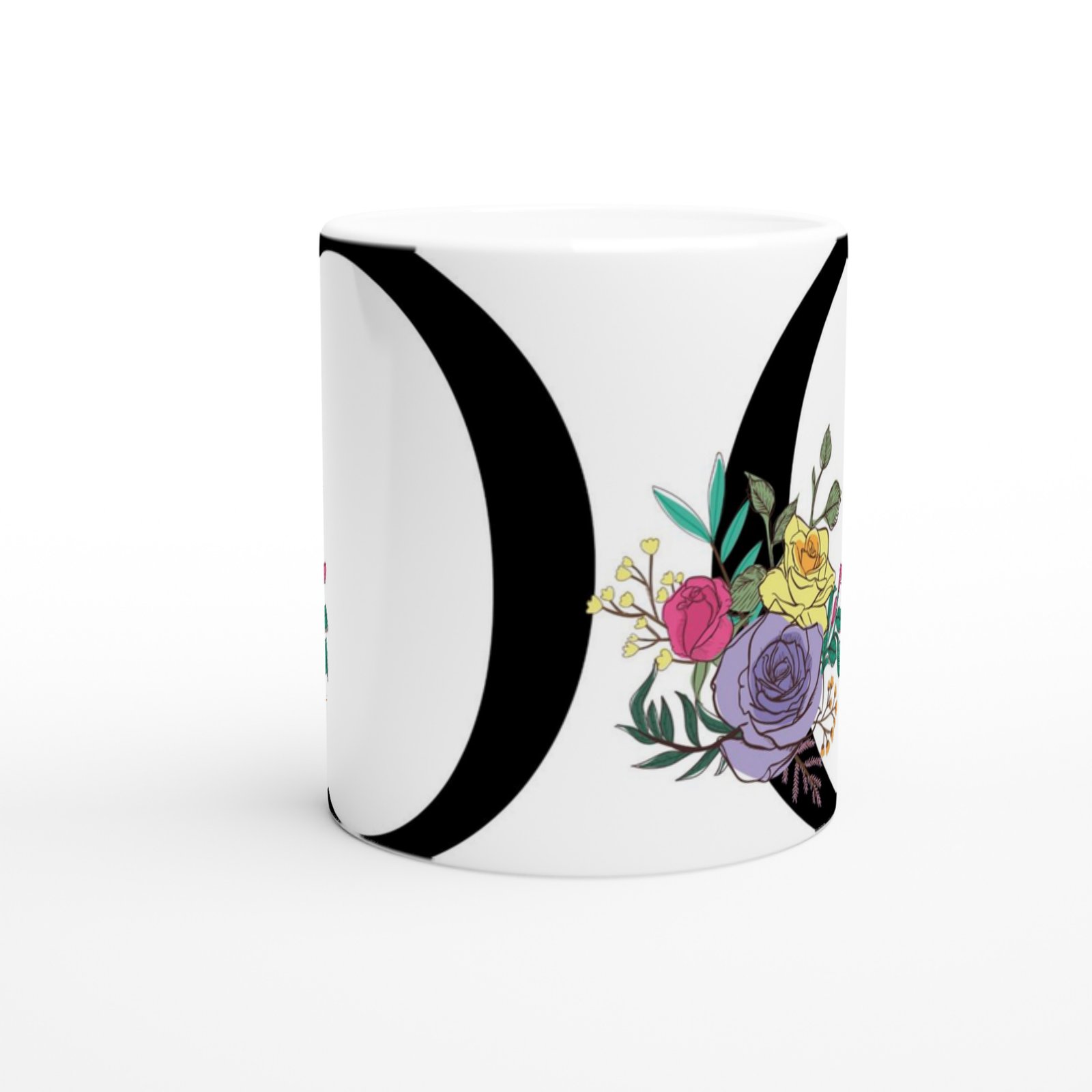 O Harfi Çiçek Süslemeli Harfli Kupa Bardak - 2