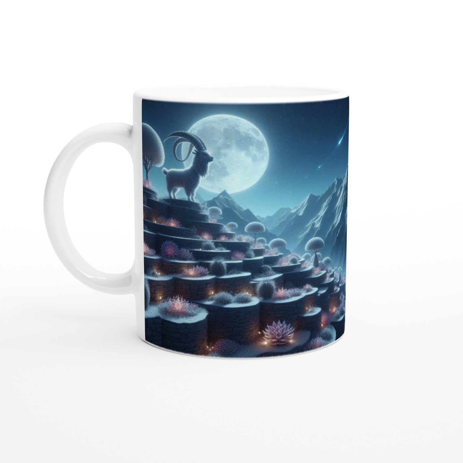 Oğlak Burcu Baskılı Kahve Kupası - Ay ışığında Zodyak Bahçesi Vs1