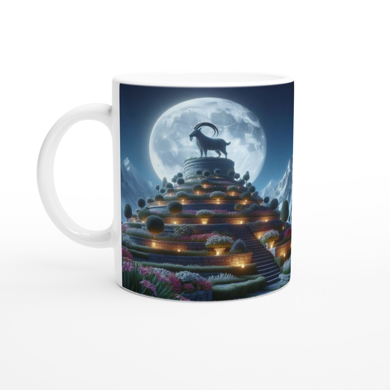 Oğlak Burcu Baskılı Kahve Kupası - Ay ışığında Zodyak Bahçesi Vs3