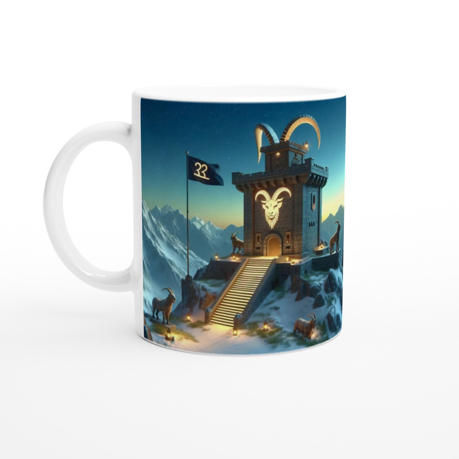 Oğlak Burcu Baskılı Kahve Kupası - Burçlar Krallığı Şatosu Vs4