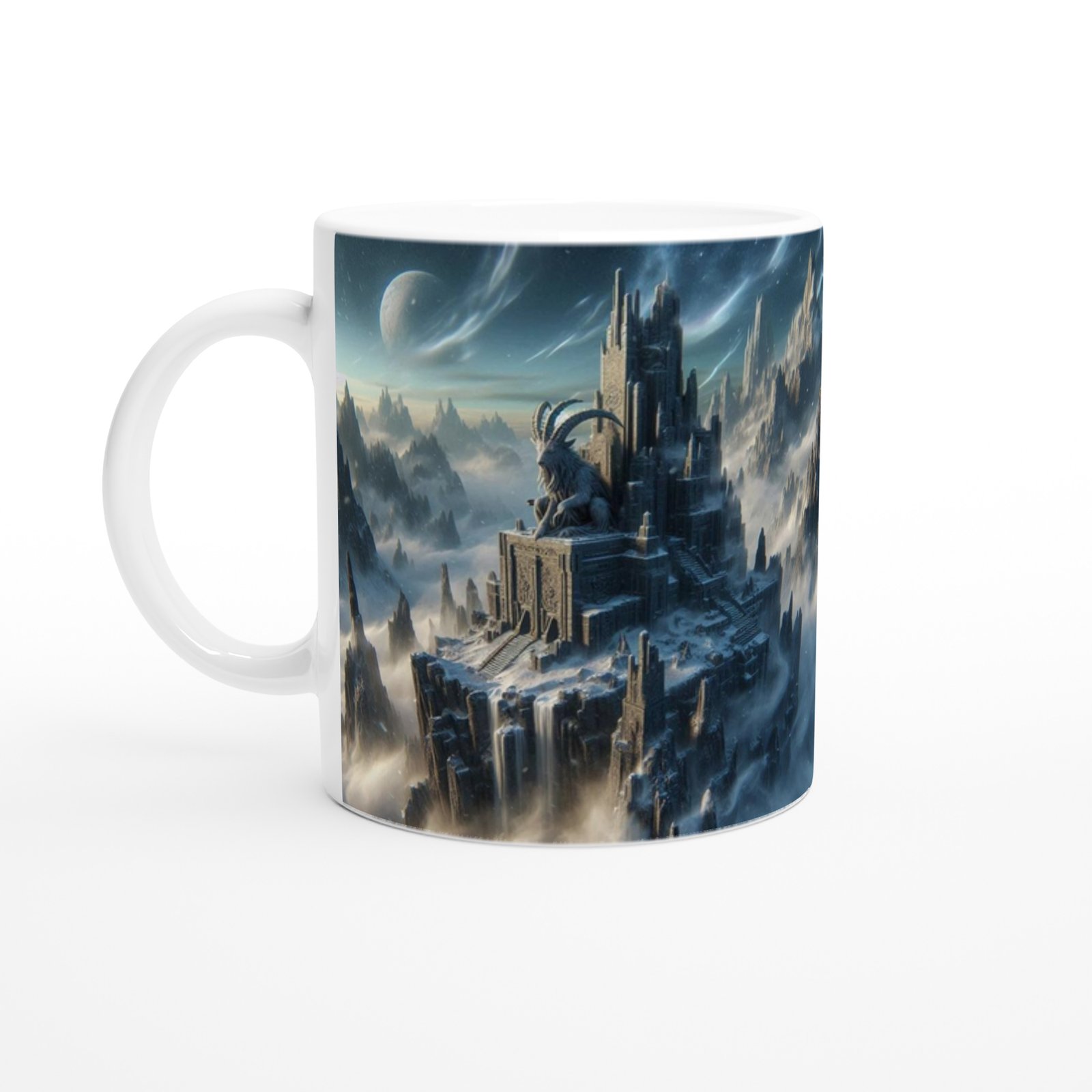 Oğlak Burcu Baskılı Kahve Kupası - Elementsel Doğa Krallığı Temalı Vs3