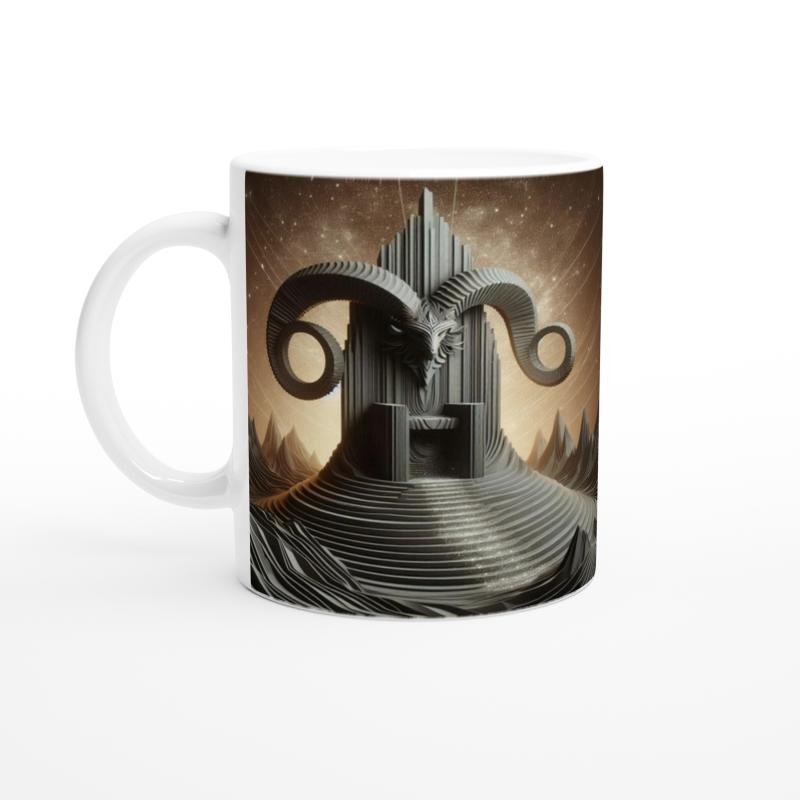 Oğlak Burcu Baskılı Kahve Kupası - Galaktik Taht Odası Temalı Vs4