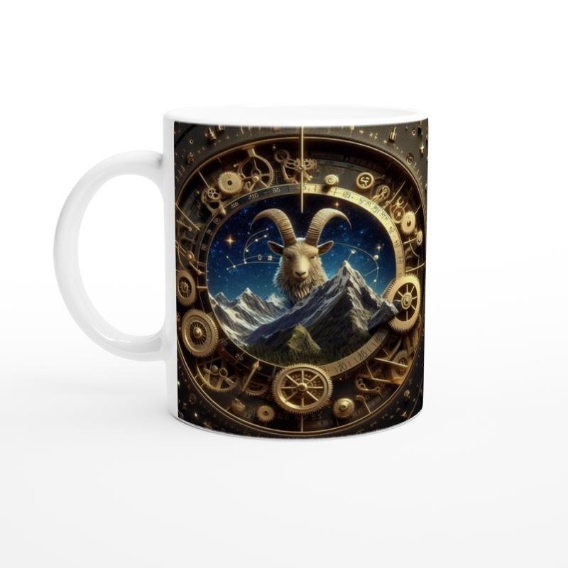 Oğlak Burcu Baskılı Kahve Kupası - Zamanın Çarkları Astroloji Mekanizması Vs3