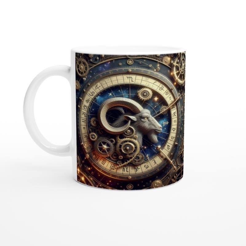Oğlak Burcu Baskılı Kahve Kupası - Zamanın Çarkları Astroloji Mekanizması Vs4