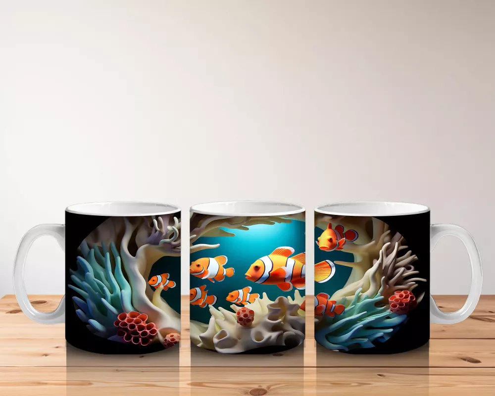 Okyanus Derinliğinde Neşeli Palyaço Balıkları – Baskılı Kupa - 5