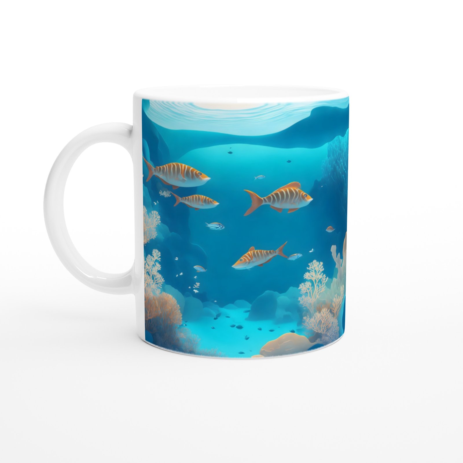 Okyanus Derinliklerinde Çizgili Balıklar Kupa Bardak - 2