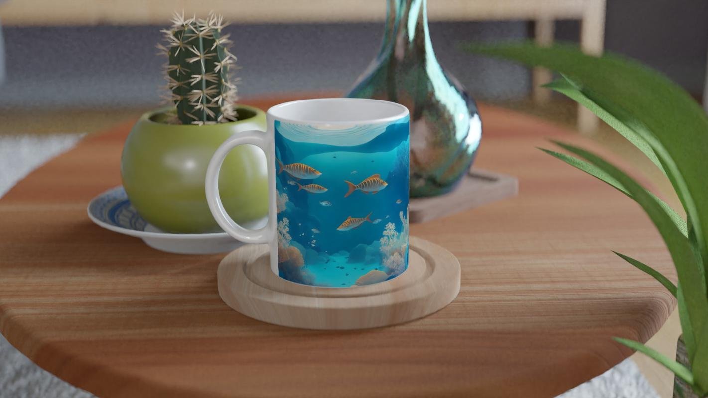 Okyanus Derinliklerinde Çizgili Balıklar Kupa Bardak - 4