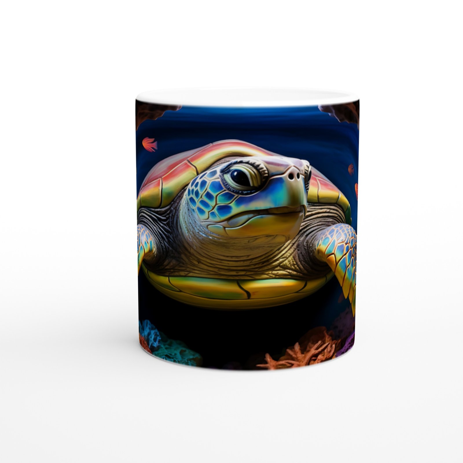 Okyanus Derinliklerinde Parlayan Deniz Kaplumbağası Kupa Bardak