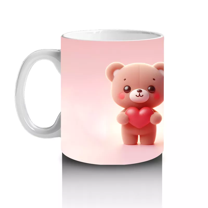 Ön ve Arka Yüzüyle Pembe Ayıcık Çifti – Baskılı Kahve Kupası - 2