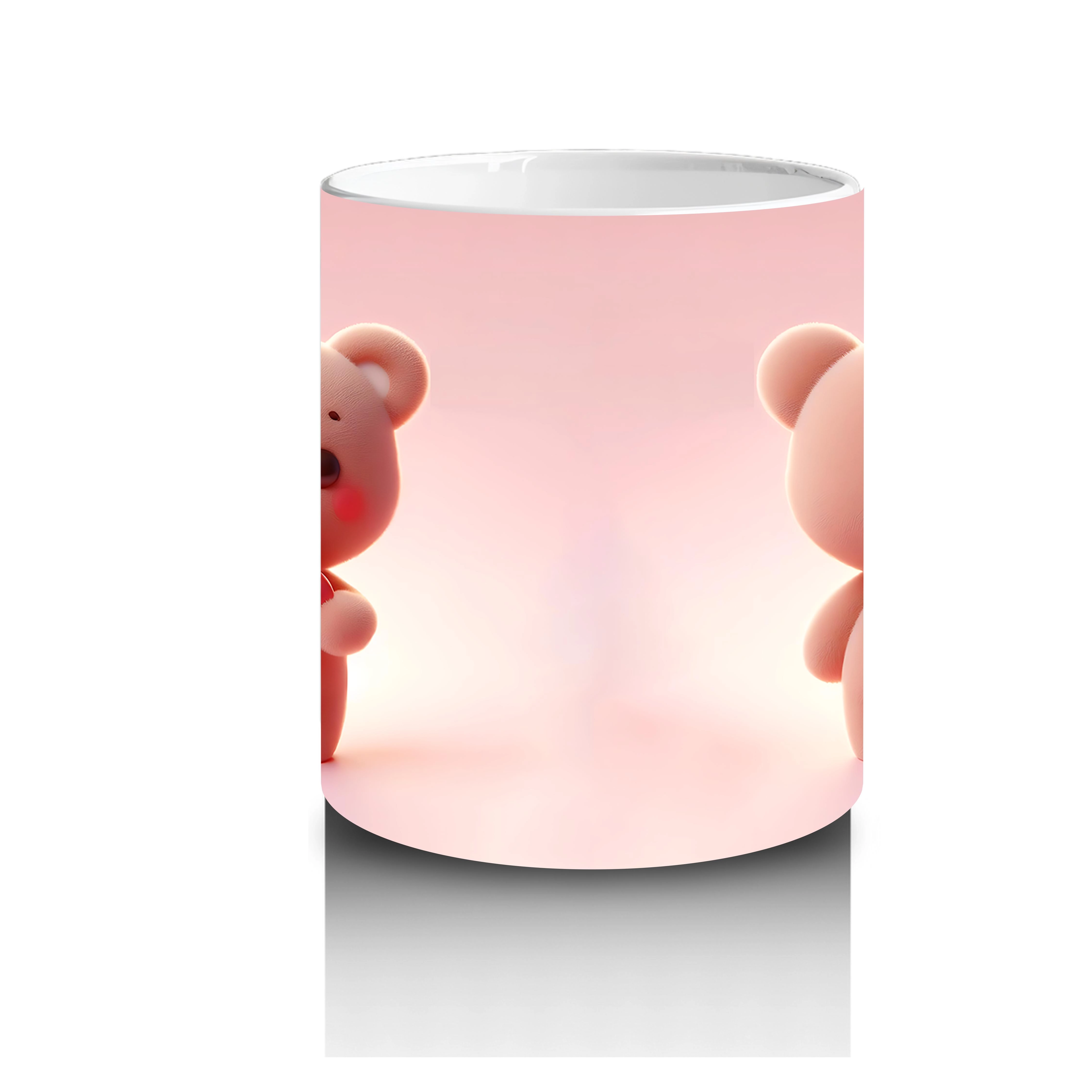 Ön ve Arka Yüzüyle Pembe Ayıcık Çifti – Baskılı Kahve Kupası - 3