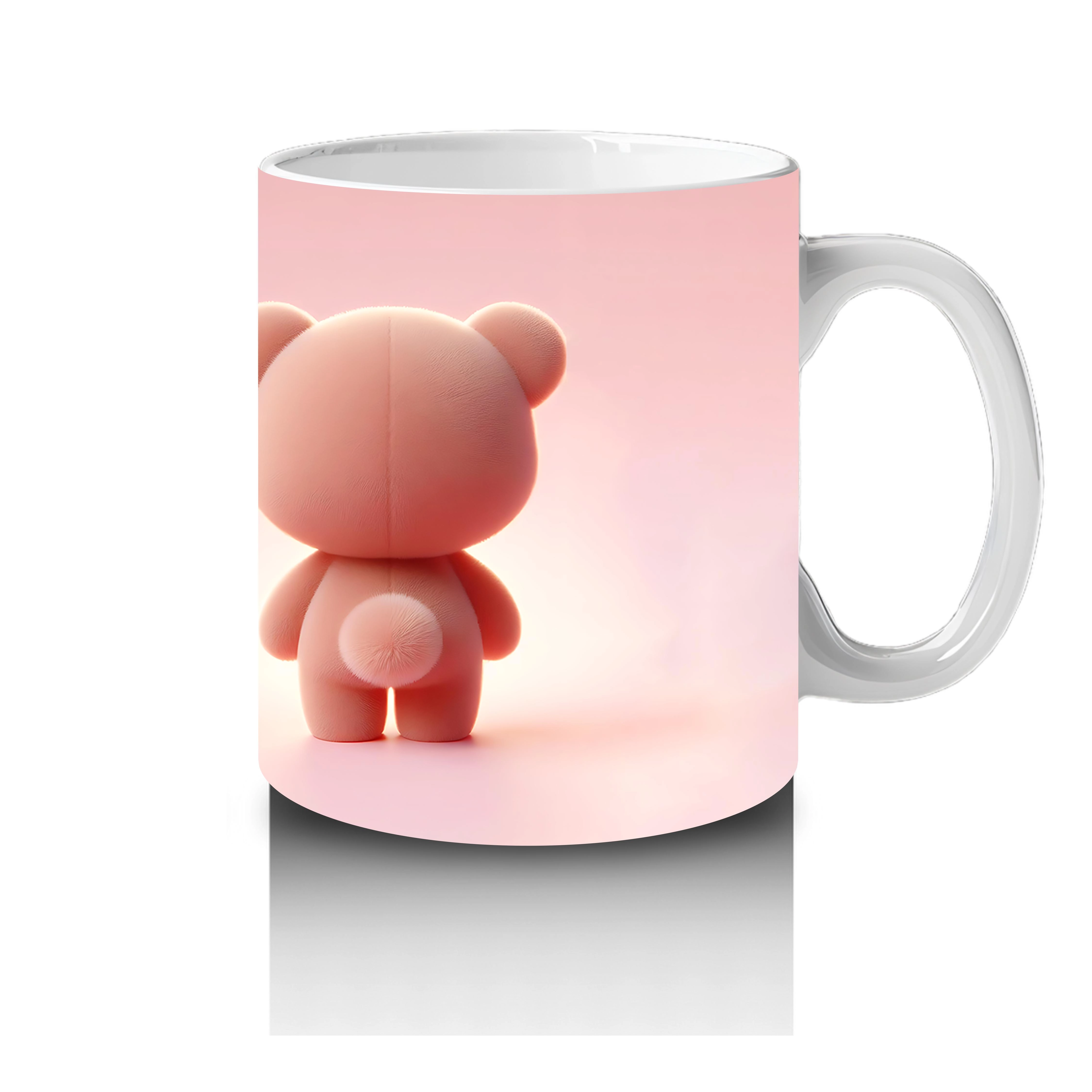 Ön ve Arka Yüzüyle Pembe Ayıcık Çifti – Baskılı Kahve Kupası - 4