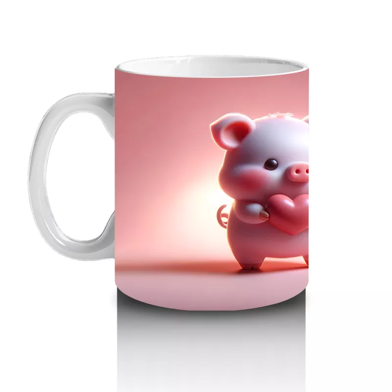 Ön ve Arka Yüzüyle Pembe Ayıcık Maskot – Baskılı Kupa Bardak - 2