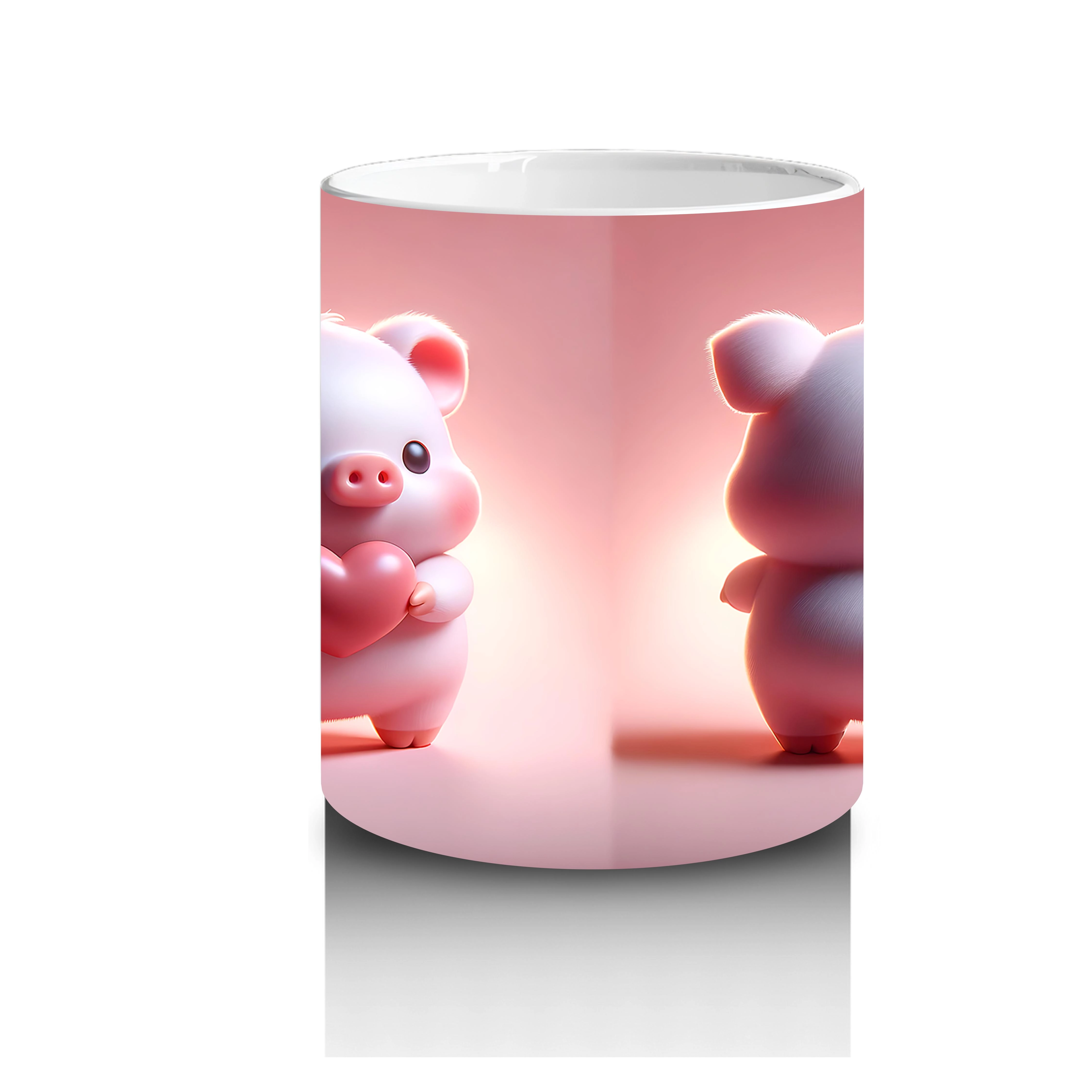 Ön ve Arka Yüzüyle Pembe Ayıcık Maskot – Baskılı Kupa Bardak - 3