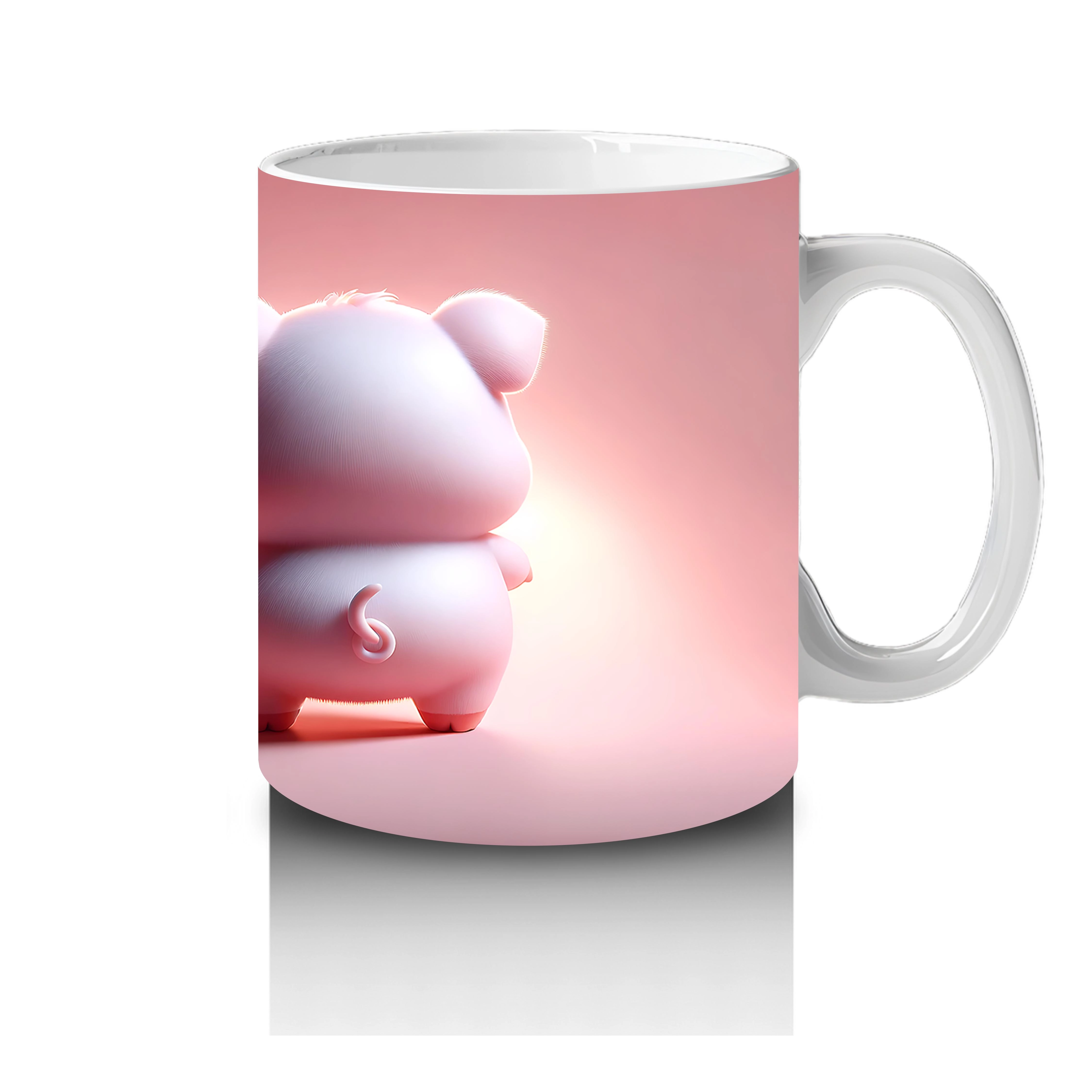 Ön ve Arka Yüzüyle Pembe Ayıcık Maskot – Baskılı Kupa Bardak - 4