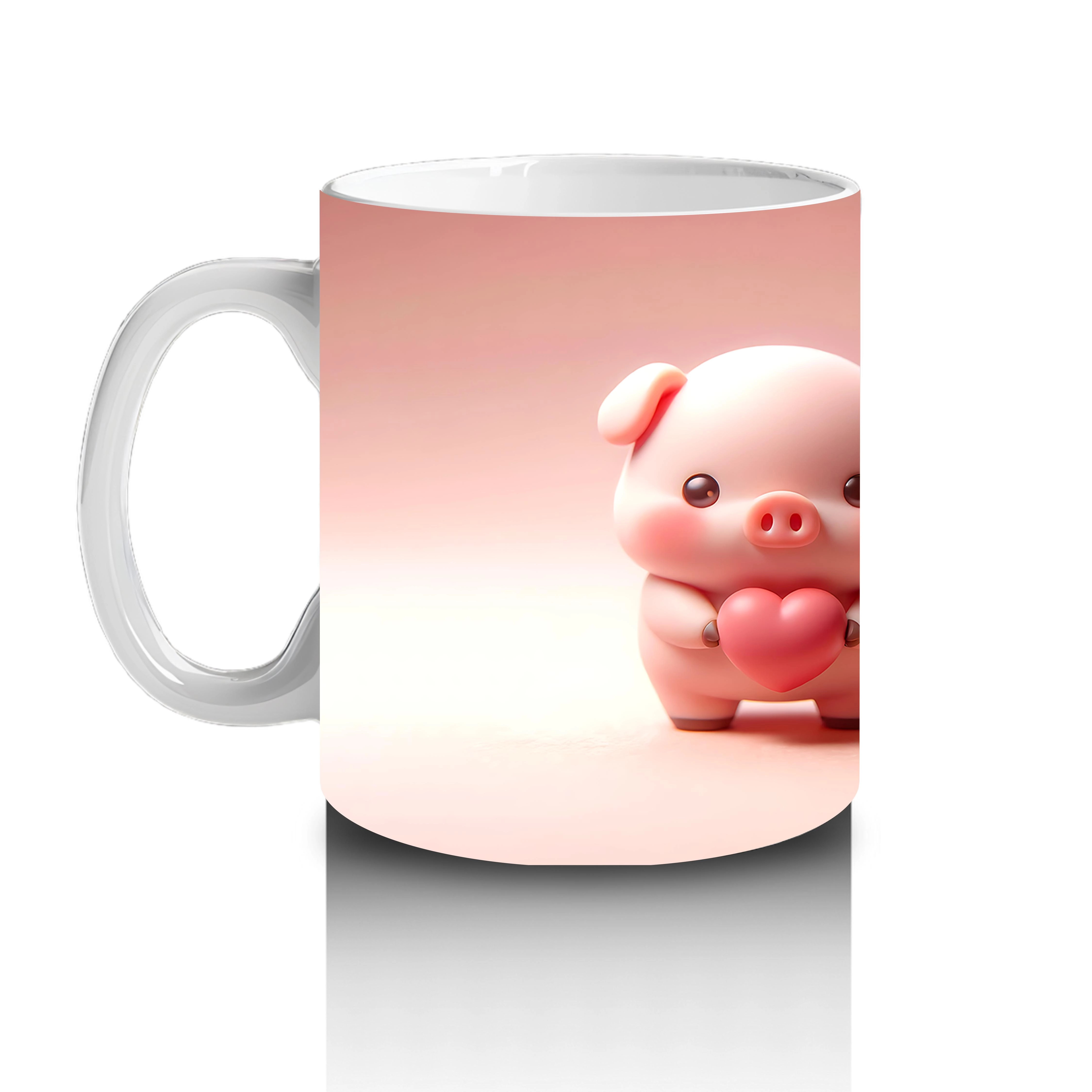 Ön ve Arka Yüzüyle Sevimli Domuz Maskotlar – Baskılı Kahve Kupası - 2