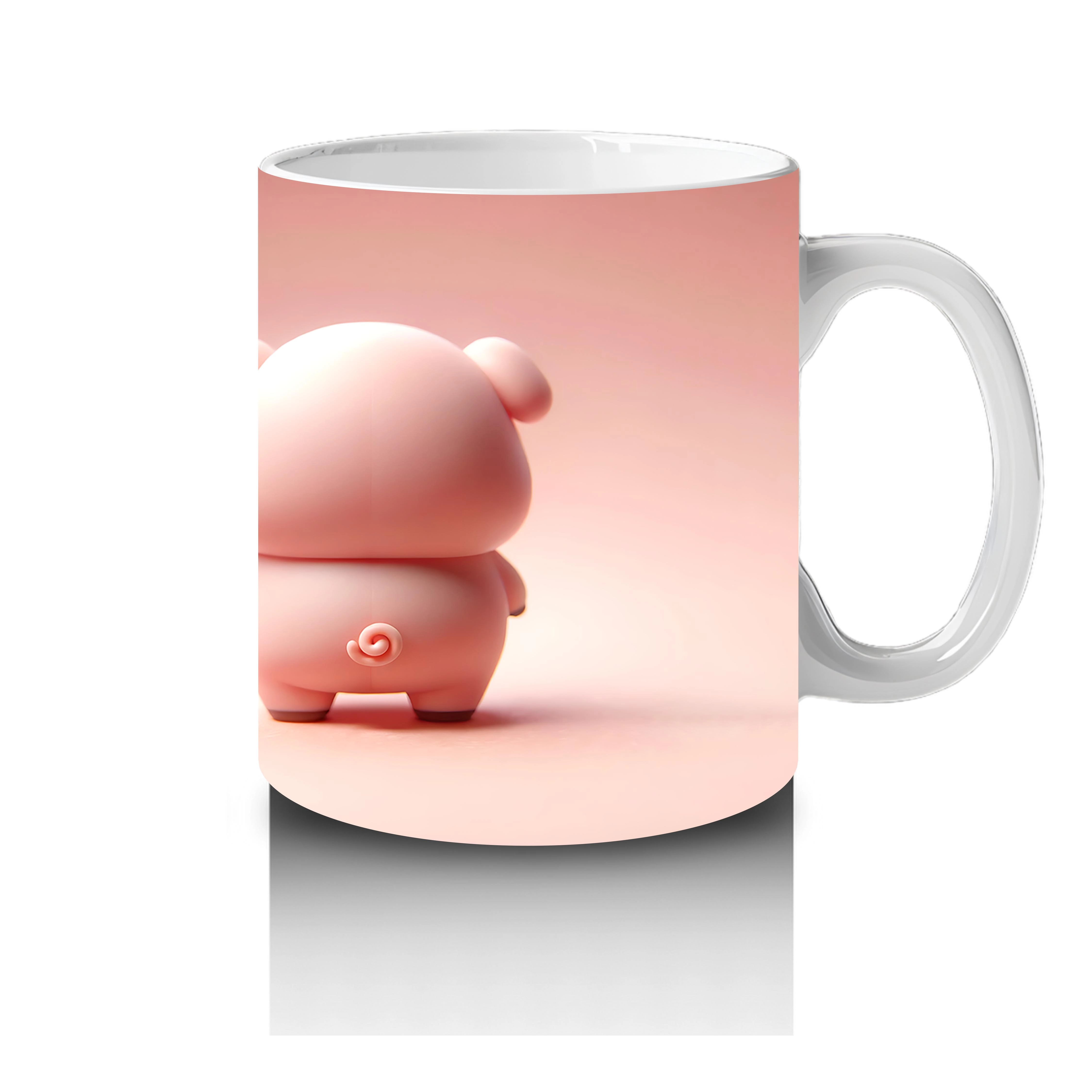 Ön ve Arka Yüzüyle Sevimli Domuz Maskotlar – Baskılı Kahve Kupası - 4