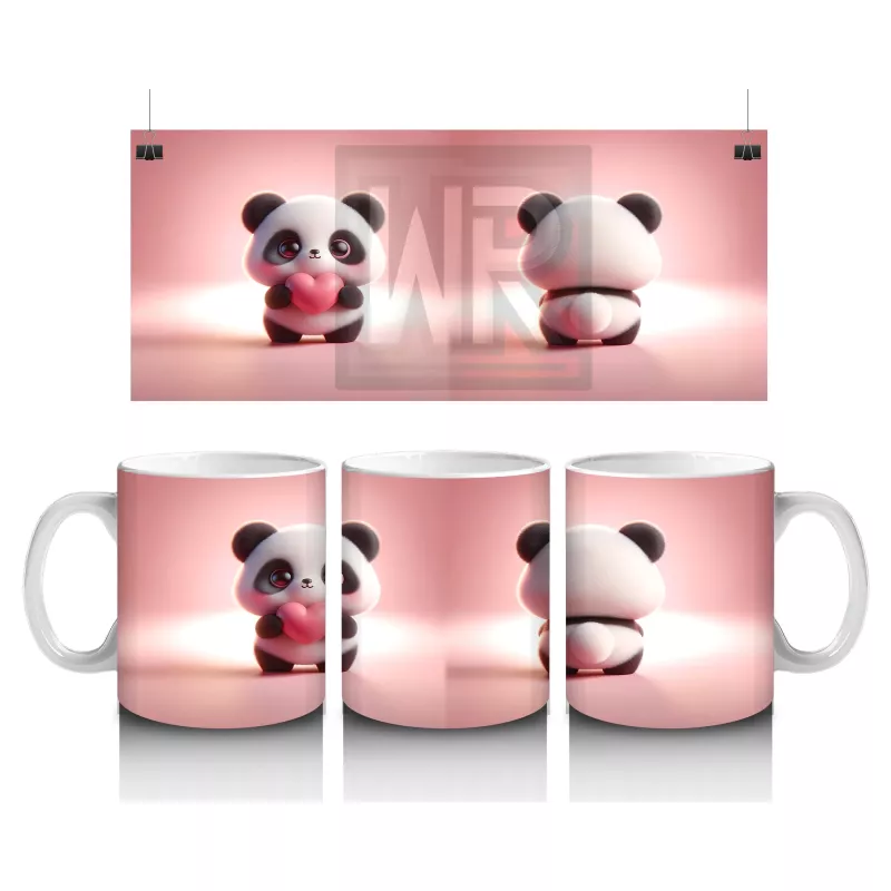 Ön ve Arka Yüzüyle Sevimli Panda Karakteri – Baskılı Kahve Kupası