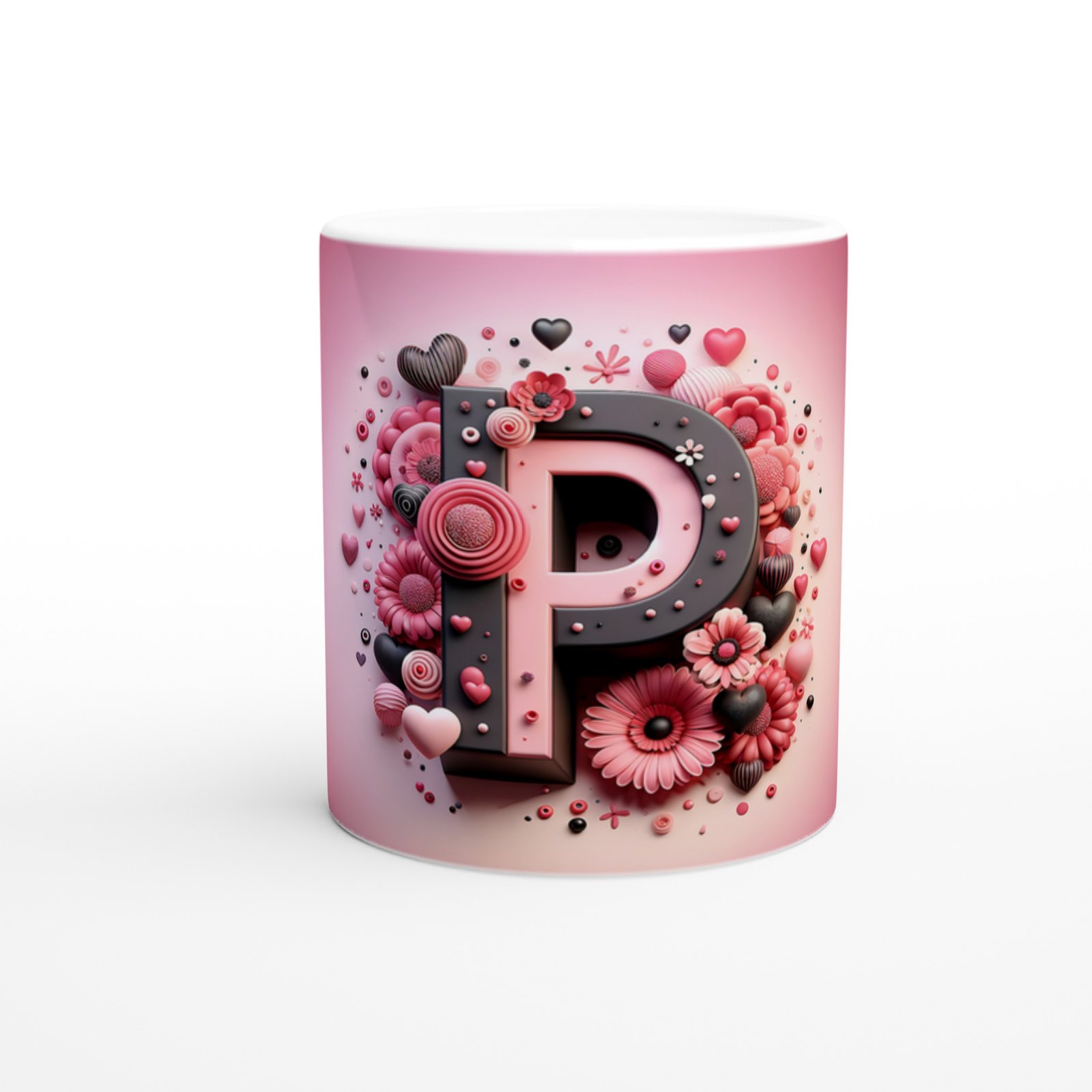 P Harfi Detaylı Desenli Kupa Bardak