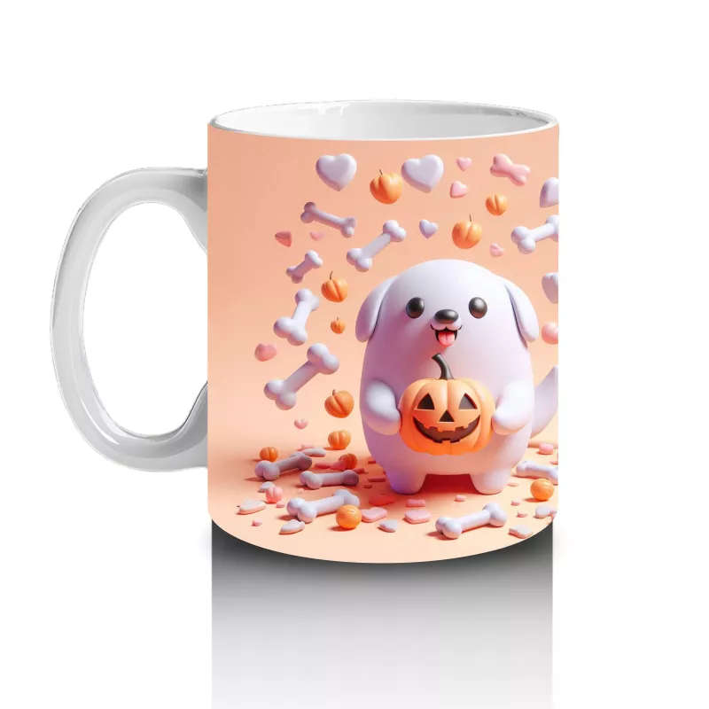 Pamuk Şeker Desenli Sevimli Cadı Figürlü Renkli Cadılar Bayramı Baskılı Kupa Bardak - 2