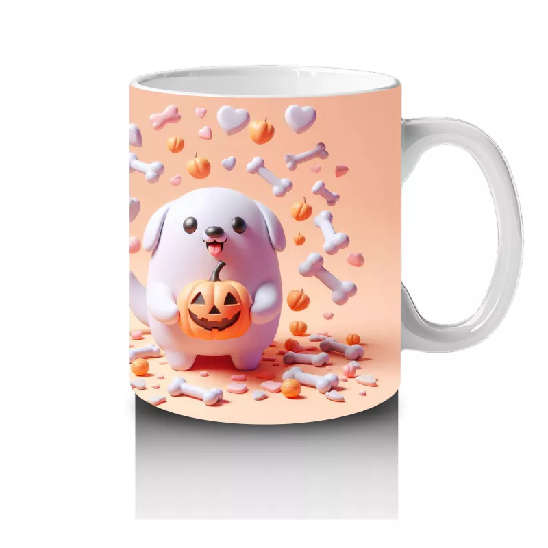 Pamuk Şeker Desenli Sevimli Cadı Figürlü Renkli Cadılar Bayramı Baskılı Kupa Bardak - 4