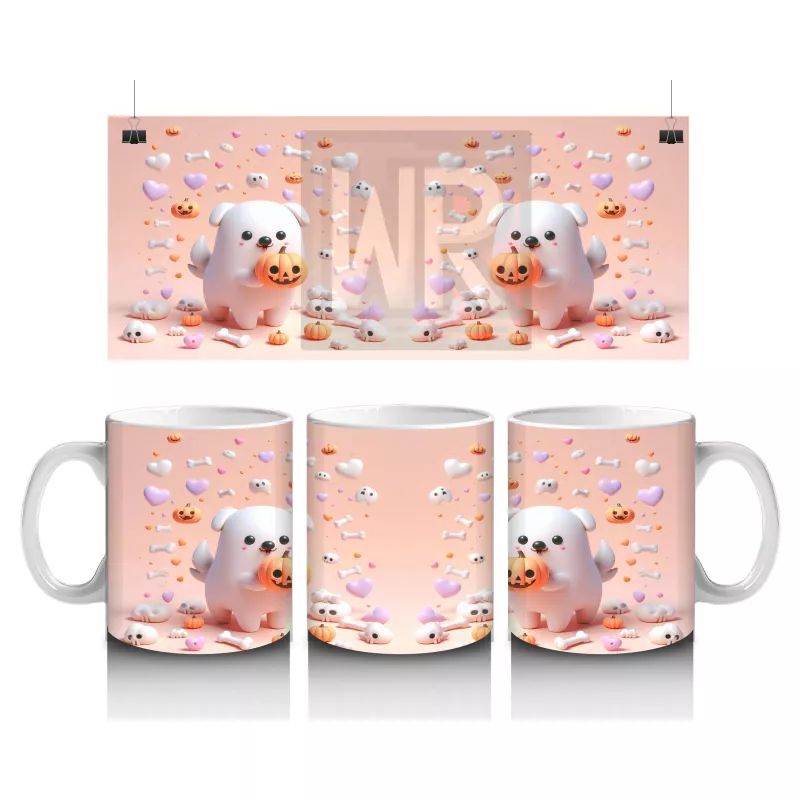 Pamuk Şekerli Sevimli Cadı Figürlü Çocuklara Özel Cadılar Bayramı Baskılı Kupa